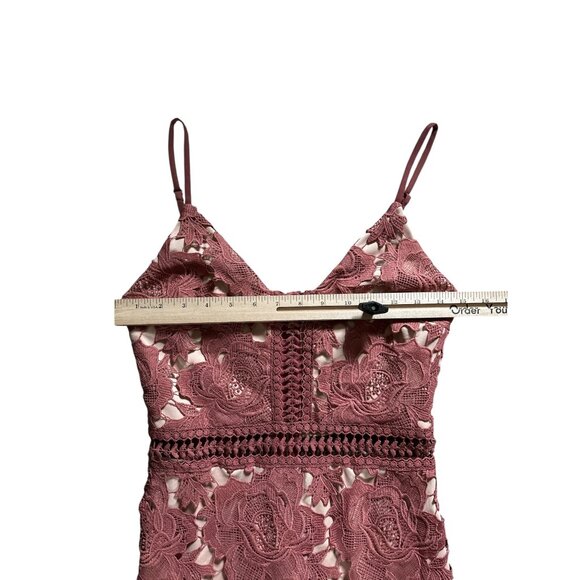 Gianni Bini Lace Midi Dress XS Mauve Spaghetti Straps Crocheted Formal Party - Picture 6 of 7